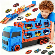 Load image into Gallery viewer, Large Car Transporter Truck Folding Track Racing Vehicle Kids Competitive Games Storage Alloy Car Boy Toy Children,Novel Gift,Christmas present