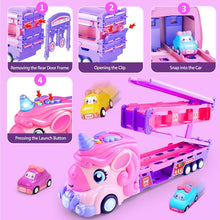 Load image into Gallery viewer, Kids 7-In-1 Unicorn Car Toy with Lights & Music, Foldable Transport Carrier Truck for 1-5 Year Olds, Perfect Gift for Girls,Christmas,Gift