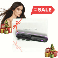 Load image into Gallery viewer, Portable Rechargeable Hair Straightener Brush, Multi-temperature Adjustable Hair Straightener, Straight & Curly Hair Comb, Hair Styling Tool for Home & Travel, Stocking Filler,Gift,