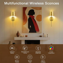 Load image into Gallery viewer, 2 Pack Rechargeable Wall Lights, RGB LED Bulbs, No Wiring Required, Decorative Lighting for Living Room Bedroom Hallway Bathroom