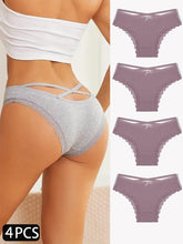 Load image into Gallery viewer, 4PCS Women's Cotton Briefs Sexy Female Underpants Elasticity Comfortable Underwear Panties Lingerie S-XL Solid Color Intimate Womenswear ,Stylish & Comfortable