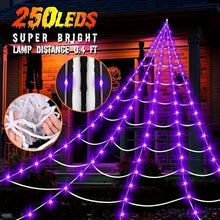 Load image into Gallery viewer, 5M 250LED Spider Web Light, Halloween Spider Web Light, Spooky Halloween Decoration, Indoor Decoration, Gothic Style Bedroom Decoration,Halloween decor