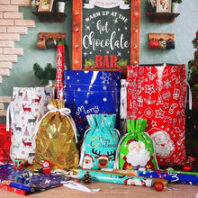 Load image into Gallery viewer, 30pcs Gift Bags, Large Xmas Gift Wrapping Bags Multipack for Presents Santa Sacks Assorted Sizes for Holiday Festival Party Add a festive touch to your gifts with these stylish drawstring bags!