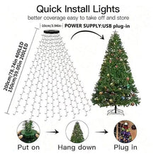 Load image into Gallery viewer, 8-Mode LED Christmas Tree Waterfall Lights with Remote Control Ideal for Christmas Tree Decoration and Hanging Lights,Christmas present,Christmas decorations,Decor