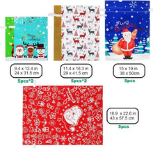 Load image into Gallery viewer, 30pcs Gift Bags, Large Xmas Gift Wrapping Bags Multipack for Presents Santa Sacks Assorted Sizes for Holiday Festival Party Add a festive touch to your gifts with these stylish drawstring bags!