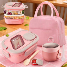 Load image into Gallery viewer, Lunch Box Set, 3 Counts/set Including 1 Lunch Box, 1 Cup & 1 Storage Bag, Portable Leak-proof Lunch Box for Outdoor Camping Picnic, Suitable for Adults and Teens,Gift