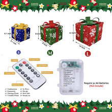 Load image into Gallery viewer, 3 Piece Christmas Light Gift Box Set with Remote Control, Festive Ribbon Decorations, Indoor Outdoor Use, Warm Glowing Lights,Christmas decorations,Decor,Light,Christmas present