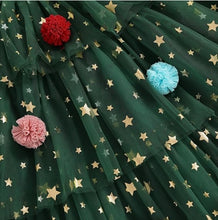 Load image into Gallery viewer, Toddler Girl Christmas Dress Star Sequin Layered Tulle Tutu Dress Pompom Embroidery Cake Smash Gift Photo Shoot Christmas Tree Costume