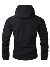 Load image into Gallery viewer, Men's Regular Fit Solid Zip Up Hooded Jacket, Casual Waterproof Windproof Long Sleeve Jacket for Daily Outdoor Wear, Men Clothing for Fall & Winter