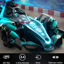 Load image into Gallery viewer, Gesture & Remote Control Four-wheel Stunt Car, 1 Set Electric High Speed Drift RC Car with Light & Music, Rc Stunt Cars LED Light Music and Spray Device Hand Controlled Gesture RC Car Indoor and Outdoor Toys for Kids Christmas Birthday Gift for Boy Girls