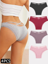 Load image into Gallery viewer, 4PCS Women's Cotton Briefs Sexy Female Underpants Elasticity Comfortable Underwear Panties Lingerie S-XL Solid Color Intimate Womenswear ,Stylish & Comfortable