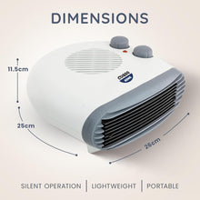 Load image into Gallery viewer, CUQOO Portable Flat Fan Heater - 2000W Room Heater with 3 Heat Settings and Overheat Protection, Horizontal Fan Heaters, Electric Space Warmer for Bedroom Indoor Use