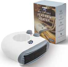 Load image into Gallery viewer, CUQOO Portable Flat Fan Heater - 2000W Room Heater with 3 Heat Settings and Overheat Protection, Horizontal Fan Heaters, Electric Space Warmer for Bedroom Indoor Use