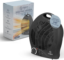 Load image into Gallery viewer, CUQOO Portable Flat Fan Heater - 2000W Room Heater with 3 Heat Settings and Overheat Protection, Horizontal Fan Heaters, Electric Space Warmer for Bedroom Indoor Use