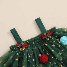 Load image into Gallery viewer, Toddler Girl Christmas Dress Star Sequin Layered Tulle Tutu Dress Pompom Embroidery Cake Smash Gift Photo Shoot Christmas Tree Costume