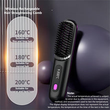 Load image into Gallery viewer, Portable Rechargeable Hair Straightener Brush, Multi-temperature Adjustable Hair Straightener, Straight & Curly Hair Comb, Hair Styling Tool for Home & Travel, Stocking Filler,Gift,