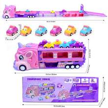 Load image into Gallery viewer, Kids 7-In-1 Unicorn Car Toy with Lights & Music, Foldable Transport Carrier Truck for 1-5 Year Olds, Perfect Gift for Girls,Christmas,Gift