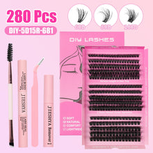 Load image into Gallery viewer, Fluffy Individual Eyelashes Kit Clusters Lashes Set DIY Lash Extension D Curl with Bond and Seal,Remover,Applicator,DIY at Home