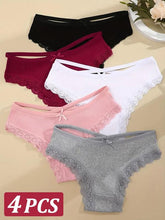 Load image into Gallery viewer, 4PCS Women's Cotton Briefs Sexy Female Underpants Elasticity Comfortable Underwear Panties Lingerie S-XL Solid Color Intimate Womenswear ,Stylish & Comfortable