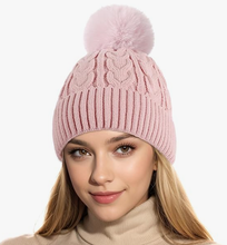 Load image into Gallery viewer, JCUK Newest Edition Women's Faux Fur Winter Pom Pom Hat SUPER SOFT SUPER COZY Plush warm lining inside