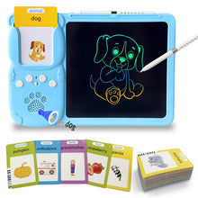 Load image into Gallery viewer, Talking Flash Cards with LCD Drawing Tablet-510 British English Words,Learning Educational Gifts for 2+ Years Old Boy Girl Kids,Read Write Therapy Montessori Autism Sensory Toy (Pink, blue,One Size)