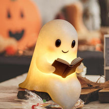 Load image into Gallery viewer, (1pc)Halloween Light Up Ghost Statue,Cute Ghost Reading Book Lamp, Night Light House Mantel Decor for Home, Perfect for Halloween Study Room,bedside lamp,lamps bedroom,nightlight