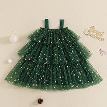 Load image into Gallery viewer, Toddler Girl Christmas Dress Star Sequin Layered Tulle Tutu Dress Pompom Embroidery Cake Smash Gift Photo Shoot Christmas Tree Costume