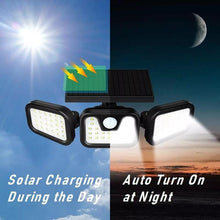 Load image into Gallery viewer, Solar Lights Outdoor, 3 Adjustable Heads Solar Security Lights Outdoor Motion Sensor, IP65 Waterproof Solar Powered Flood Ligh for Pathway Yard Garage Patio Porch