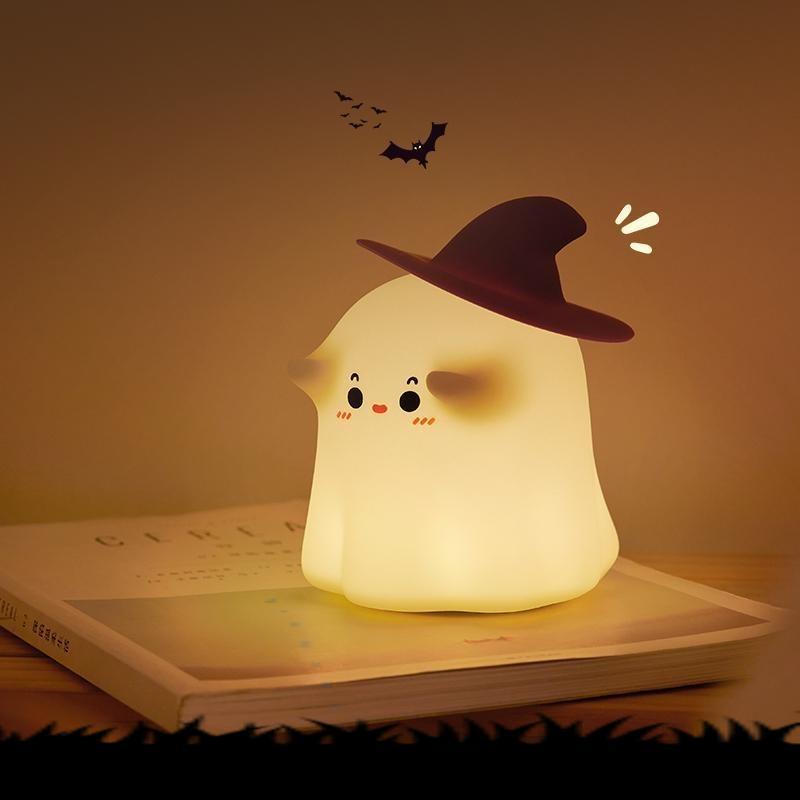 Cute Ghost Design Silicone Night Light,Creative Night Light(USB Rechargeable), Dimmable Decorative Lamp for Home Bedroom Living Room,bedside lamp,lamps bedroom,nightlight,Gift,lamp