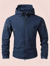 Load image into Gallery viewer, Men&#39;s Regular Fit Solid Zip Up Hooded Jacket, Casual Waterproof Windproof Long Sleeve Jacket for Daily Outdoor Wear, Men Clothing for Fall &amp; Winter
