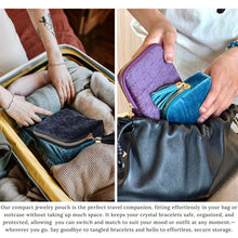 Load image into Gallery viewer, 2025 New Travel Jewelry Case – Portable Organizer for Rings, Bracelets, &amp; Bangles with Tassel Zipper, Elegant Jewelry Roll for Journey, Crystal Jewelry Storage Pouch, Mini, Navy Blue,Gift
