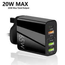 Load image into Gallery viewer, Total 65W Smartphone Fast Charger Head, 2PD+3USB Multi-port Cellphone Fast Charging Head,  Portable Charger for IPhone, Fast Charging Adapter, Travel Accessories Essential,Travel product
