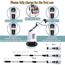 Load image into Gallery viewer, 9-in-1 Multifunctional Wireless Electric Cleaning Brush Spin Scrubber, Electric Turbo Scrub Brush for Cleaning Windows, Walls and Floors Electric Cleaning Brush for Kitchen and Bathroom electric scrubbing brush Gadgets for the Home Bathroom Cleaning Brush
