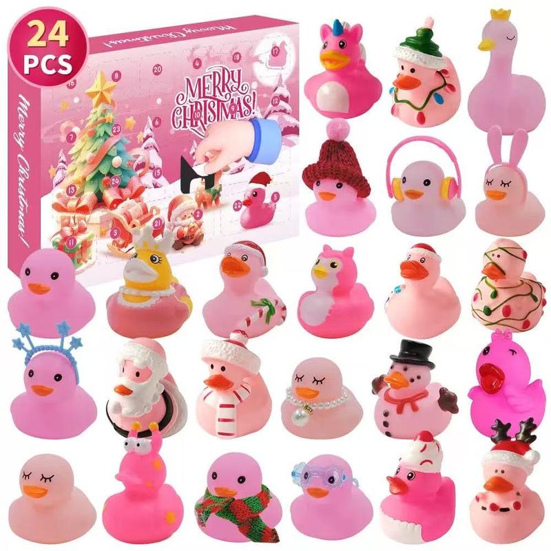 Advent Calendar, Pink Rubber Ducks, 24 ChristmasHoliday Bath Rubber Ducks, Rubber Material, Smoothand Burr-Free Exterior, Christmas 24 DaysCountdown Christmas Countdown Calendar, Perfectfor Any Holiday Occasion, Christmas Gift ldea