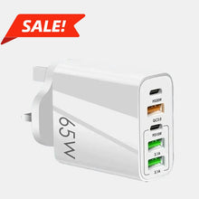 Load image into Gallery viewer, Total 65W Smartphone Fast Charger Head, 2PD+3USB Multi-port Cellphone Fast Charging Head,  Portable Charger for IPhone, Fast Charging Adapter, Travel Accessories Essential,Travel product

