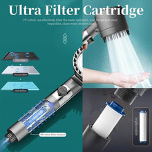 Load image into Gallery viewer, High Pressure Ion Shower Head with Built in Filter Turbo Charger and Adjustable Spray Modes Handheld Powerful Shower Head
