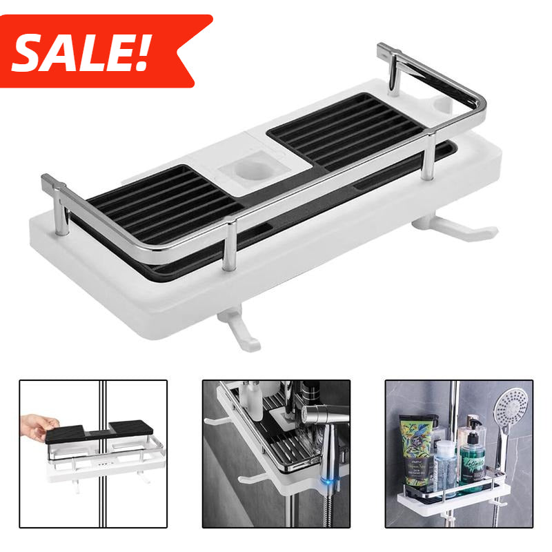 Bathroom Shelf:Creates  stylish and practical display area for bathroom sundries,The appropriate circumference of a shower pole is between 1.8 and 2.5cm,For home