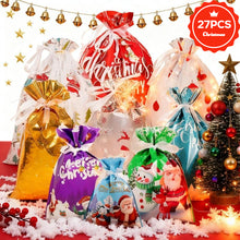 Load image into Gallery viewer, Christmas Holiday Drawstring Gift Bags 27pcs Foil Bags Perfect for Wrapping Small Gifts Party Favors and Stocking Fillers,Gift,Christmas
