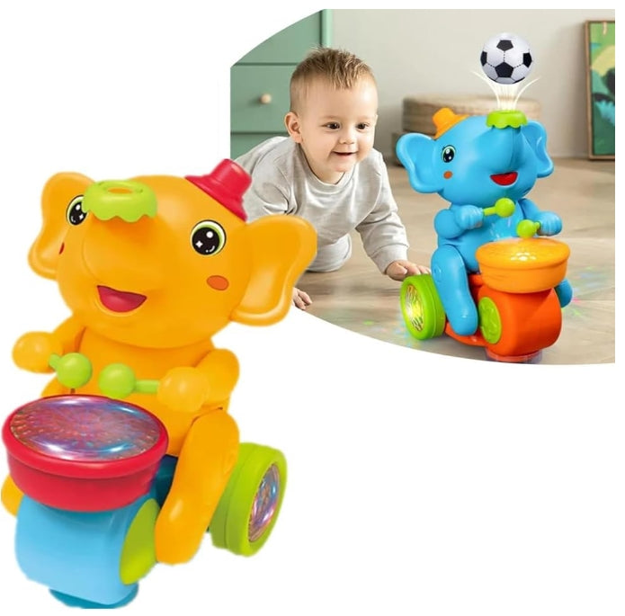 Elephant Toy Walking Elephant Baby Musical Toys with Drum Electric Car with LED Lights & Sounds, Moving Toys For Babies, Electric Car With Led Lights & Sounds Elephant Slide Toy For Boy And Girls