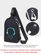 Load image into Gallery viewer, 1 Piece Unisex Simple Style Cartoon Pattern Zip-up Belted Sling Bag with USB &amp; Earphone Port, Casual Sportive Sling Bag, Fashionable Crossbody Chest Bag For Daily Use
