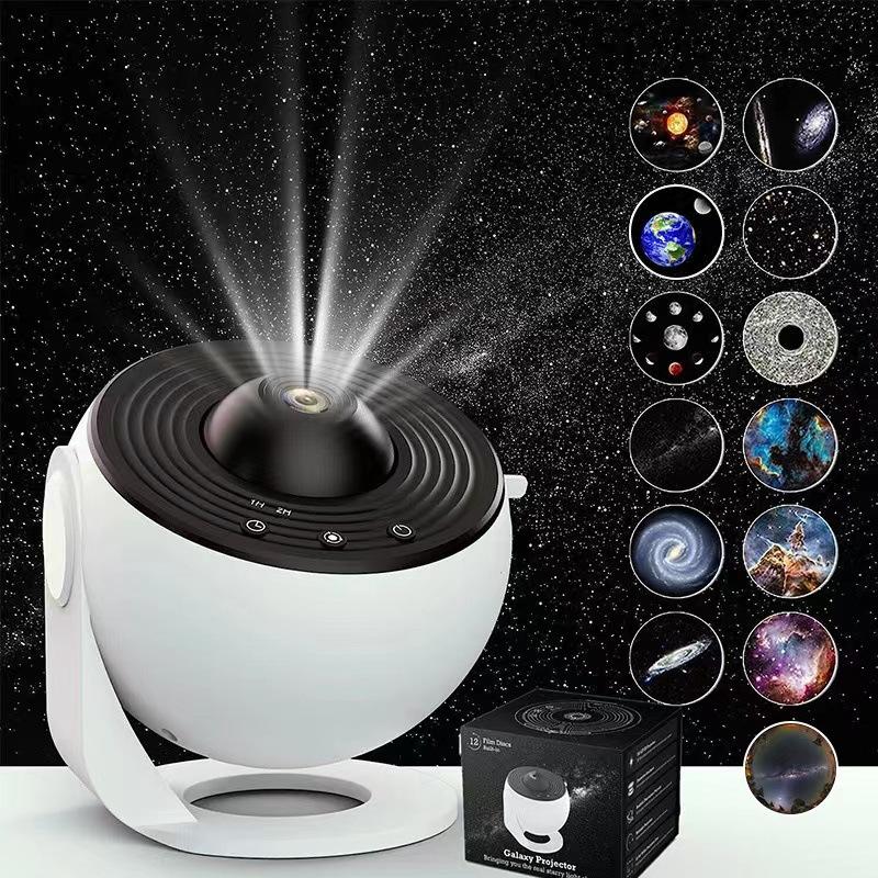 13 In 1 Galaxy Projector Novelty Light, 360° Rotatable Starry Sky Projector Ambient Light with 13 Film Disc, Night Decor Light for Bedroom, Living Room,Nightlinght
