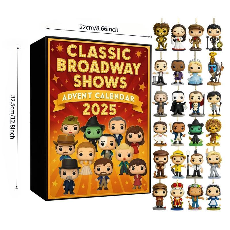 【NEW】Classic Broadway Shows Advent Calendar 2025, 24 Days Musical Character Collectibles Countdown Calendars Acrylic Flat 2D Pendant Advent Calendar Creative Decor Gifts for Halloween & Christmas,GIft,hot