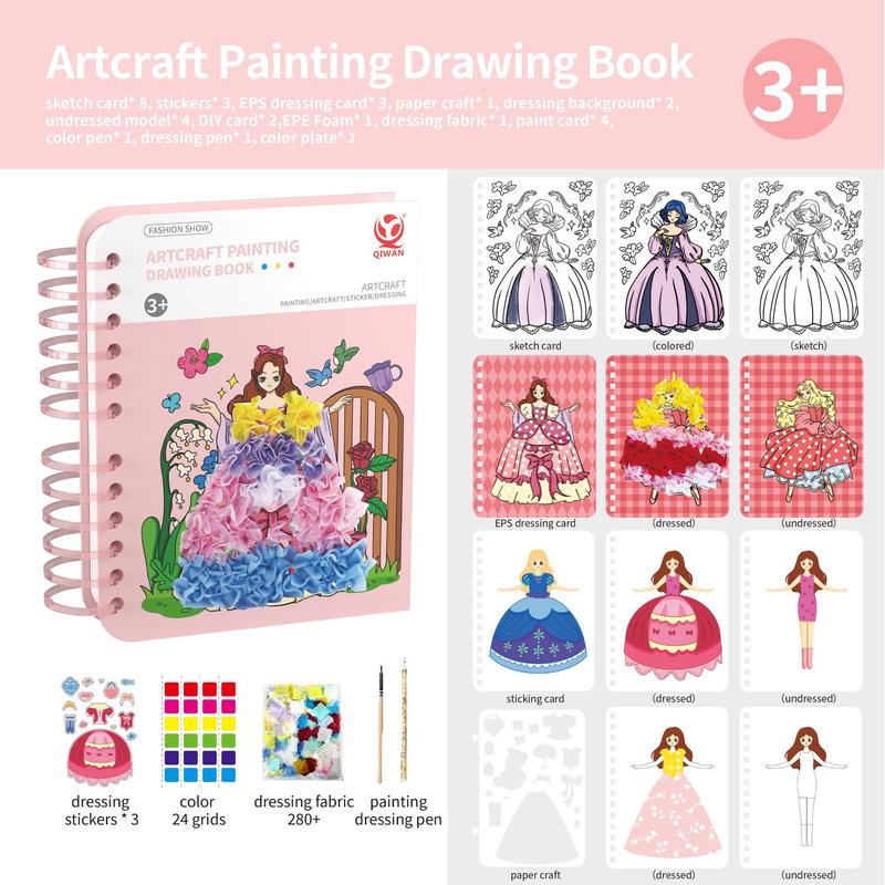 Poke-in 5-in-1  Painting Kits & Art Magic Princess Craft Kit Stuffers - Watercolor DIY Gifts for Girls - Handicraft Activities Back to School,Christmas,Gift,Deocr