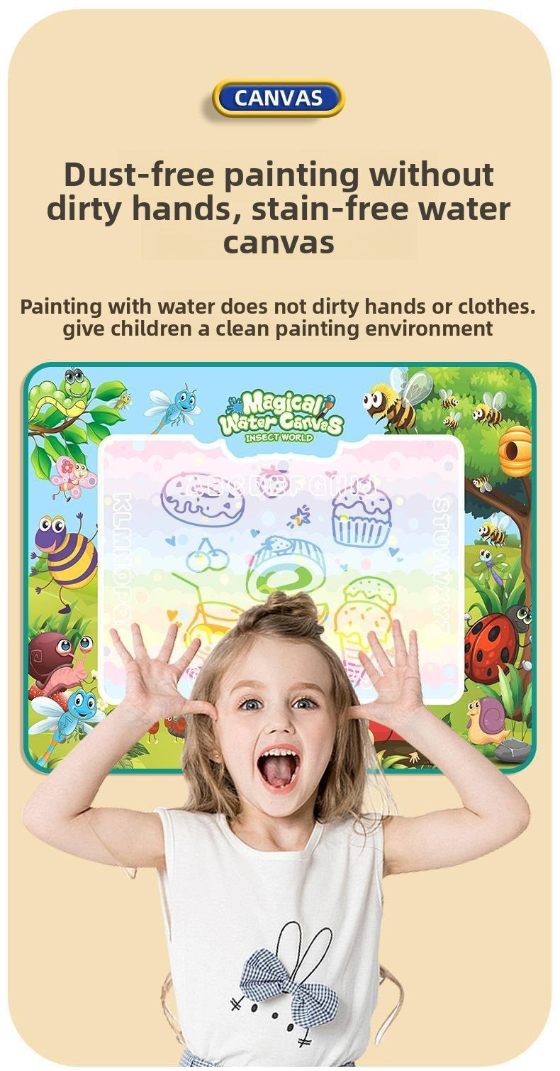 Educational Cute Cartoon Magic Water Drawing Mat, Large Absorbent Watercolor Painting Mats with Accessories Kit, Ideal Birthday Gift, Craft Supplies