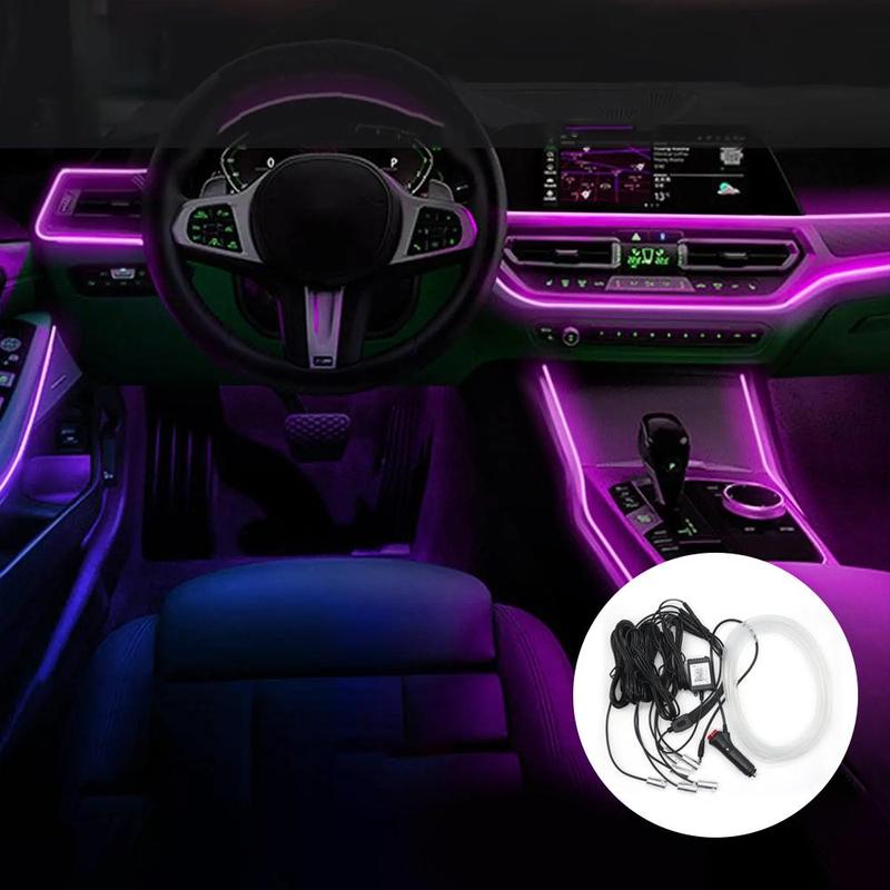 Car Interior Decorative Light, APP Voice-activated Car LED Light Guide Ambient Light, Optical Fiber LED Cold Light For Car Interior Decoration