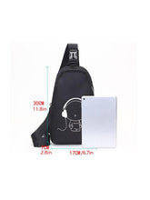 Load image into Gallery viewer, 1 Piece Unisex Simple Style Cartoon Pattern Zip-up Belted Sling Bag with USB &amp; Earphone Port, Casual Sportive Sling Bag, Fashionable Crossbody Chest Bag For Daily Use
