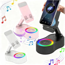 Load image into Gallery viewer, Wireless Induction Audio Bluetooth Speaker, 5in1 Phone Holder, Emergency Rechargeable (4000mAh) with Colorful Ambient Light Foldable for Tablet iPhone Android, Gifts for Men Women,Gift
