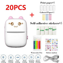 Load image into Gallery viewer, 20pcs,Durable Cute Cartoon Design Printing Machine Portable Instant Print Thermal Printer, Mobile Wireless Label Printer, Inkless Portable Printer, for Ios &amp; Android Smart Phone, Mini Ink Free Mini Printer, Picture Printer, Smartphone Photo Printer, Toys
