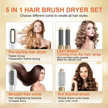 Load image into Gallery viewer, Hair Dryer 5 in 1 Hair Styler Set With Millions of Negative ions, Auto Hair Curlers, Gift forgirls, DetachableComb Heads for Auto Curling lron, Volumizingand Straightening, Auto Air Curling Wand HairCurler, Hot Air Brush, Gift for girls,Hair Styling Tools
