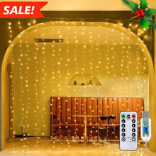 Load image into Gallery viewer, LED Curtain Lights – USB Powered 8 Modes Fairy String Lights with Remote &amp; Timer, Warm White or Multicolour Window &amp; Wall Decoration for Bedroom, Wedding, Party &amp; Christmas Décor,Lighting,Nightlight,Gift
